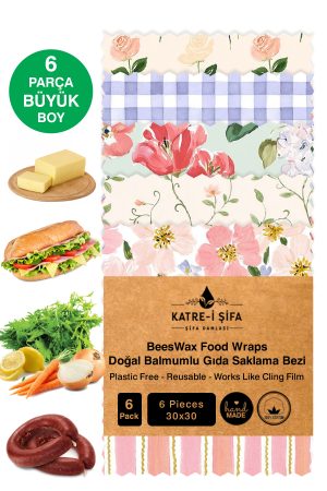 6 Parça Tekrar Kullanılabilen Balmumu Gıda Saklama Bezi Beeswax Food Wraps Mumo