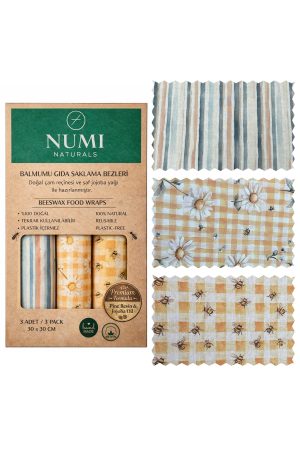 Balmumu Gıda Saklama Bezleri – Premium 3’lü Set (30×30 cm) - Wildflower Honey Collection