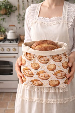 Balmumu Ekmek Saklama Torbası 40x40 cm Büyük Boy – Doğal & Nefes Alan Bez Torba