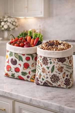 Premium Balmumu Kuruyemiş-Sebze Saklama Kesesi 2’li Set 30x30 cm