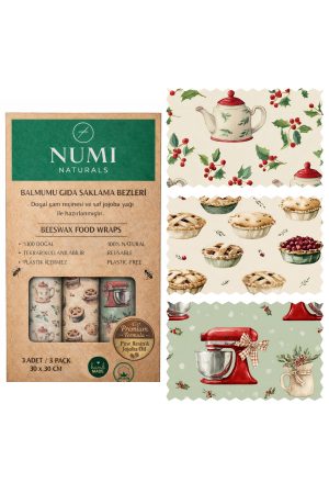 Balmumu Gıda Saklama Bezleri – Premium 3’lü Set (30×30 cm) - Cozy Kitchen Serisi