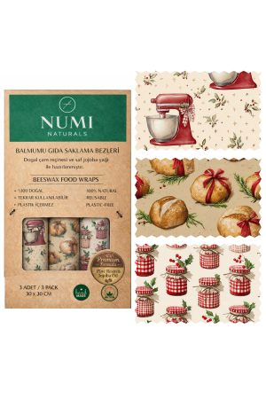 Balmumu Gıda Saklama Bezleri – Premium 3’lü Set (30×30 cm) - Country Pantry Serisi