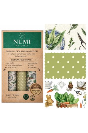 Balmumu Gıda Saklama Bezleri – Premium 3’lü Set (30×30 cm) - Heirloom Garden Serisi