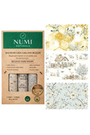 Balmumu Gıda Saklama Bezleri – Premium 3’lü Set (30×30 cm) - Country Garden Serisi