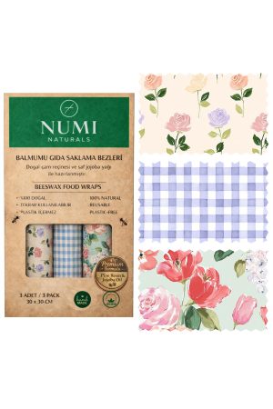 Balmumu Gıda Saklama Bezleri – Premium 3’lü Set (30×30 cm) - Vintage Rose Serisi