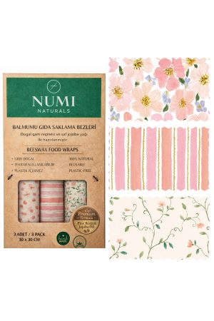Balmumu Gıda Saklama Bezleri – Premium 3’lü Set (30×30 cm) - Spring Bloom Serisi