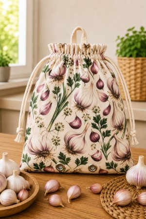 %100 Pamuklu Kuşgözü Havalandırmalı Sarımsak Kesesi 28x28 cm